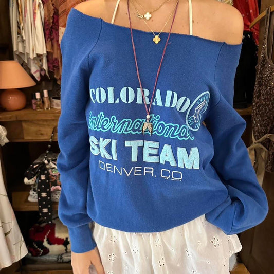 Vintage 90’s Colorado Ski Team off shoulder sweatshirt
