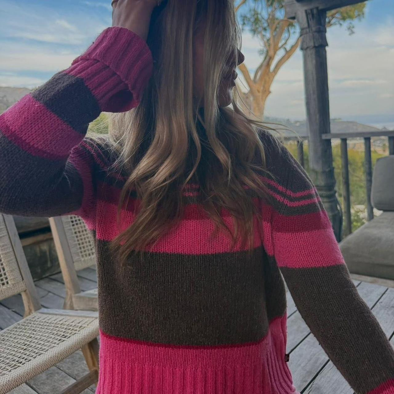 Vintage pink and brown striped sweater