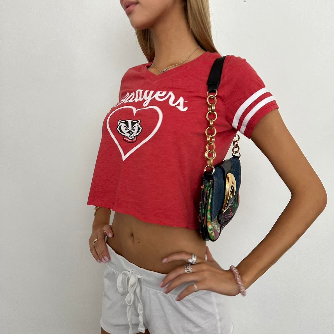 Vintage red badgers heart baby tee