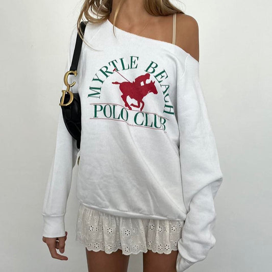 Vintage Polo Club Myrtle Beach white sweatshirt