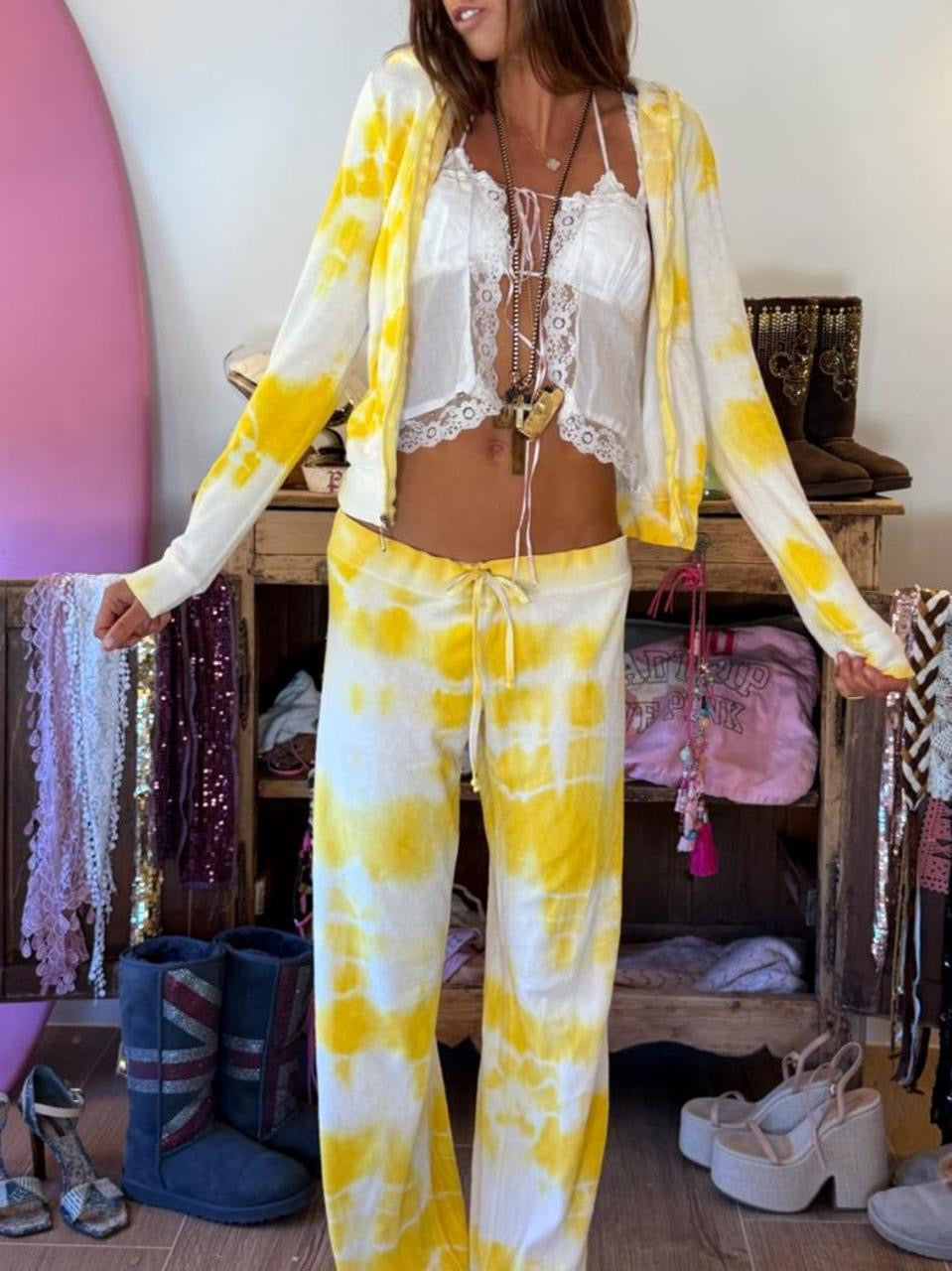 Vintage 00’s yellow Juicy Couture hoodie and pants set