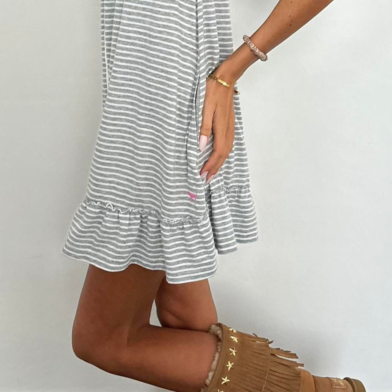 Vintage Victoria’s Secret grey striped strapless dress