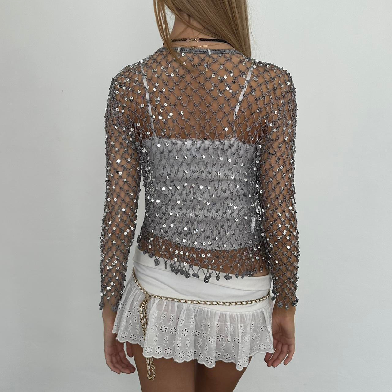 Vintage grey sequin delicate layering top