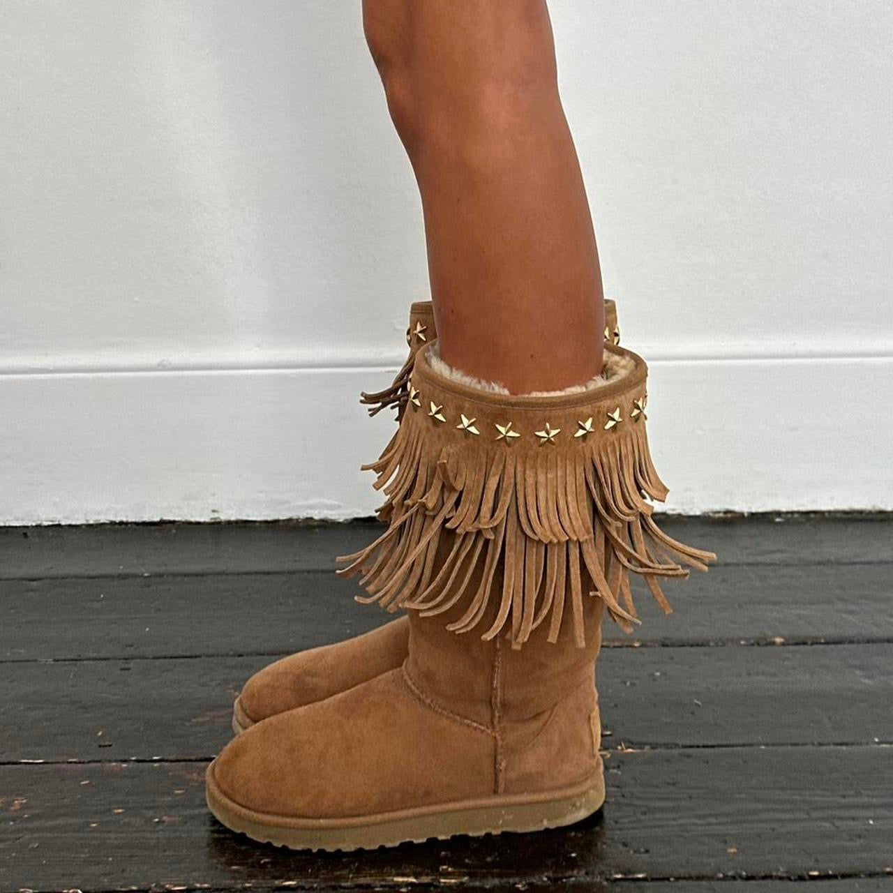 UGG&JIMMY CHOO アグ&ジミーチュウコラボ ブラウン ムートンブーツ Vintage 2010 Jimmy Choo X Ugg boots – Chelsea Thrift