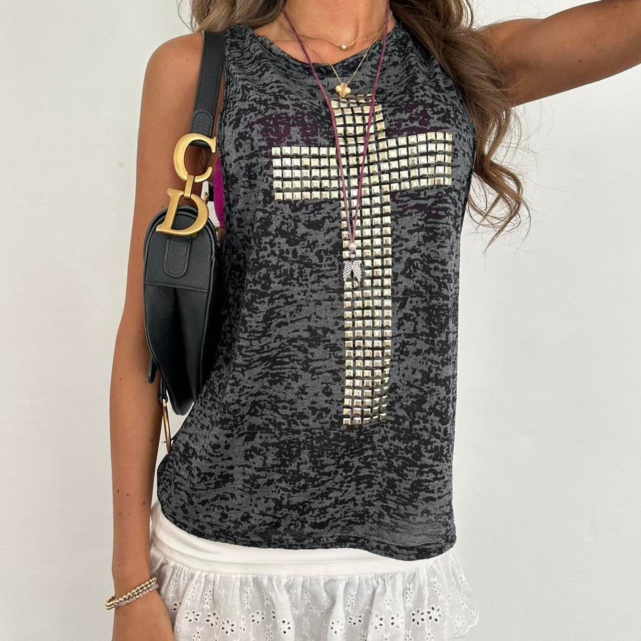 Vintage 2000’s studded cross tank top