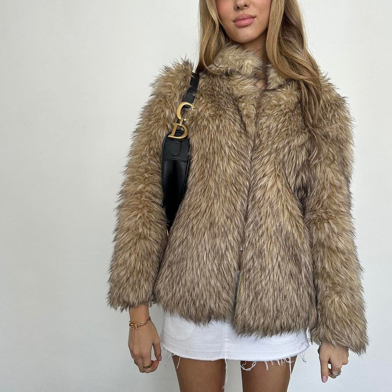 Vintage 2000’s brown faux fur jacket