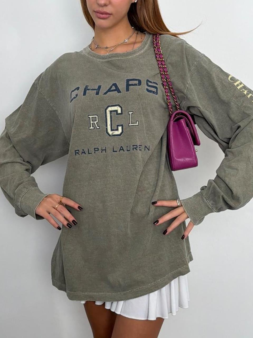 Vintage 00’s Chaps Ralph Lauren sporty khaki wash long sleeve top