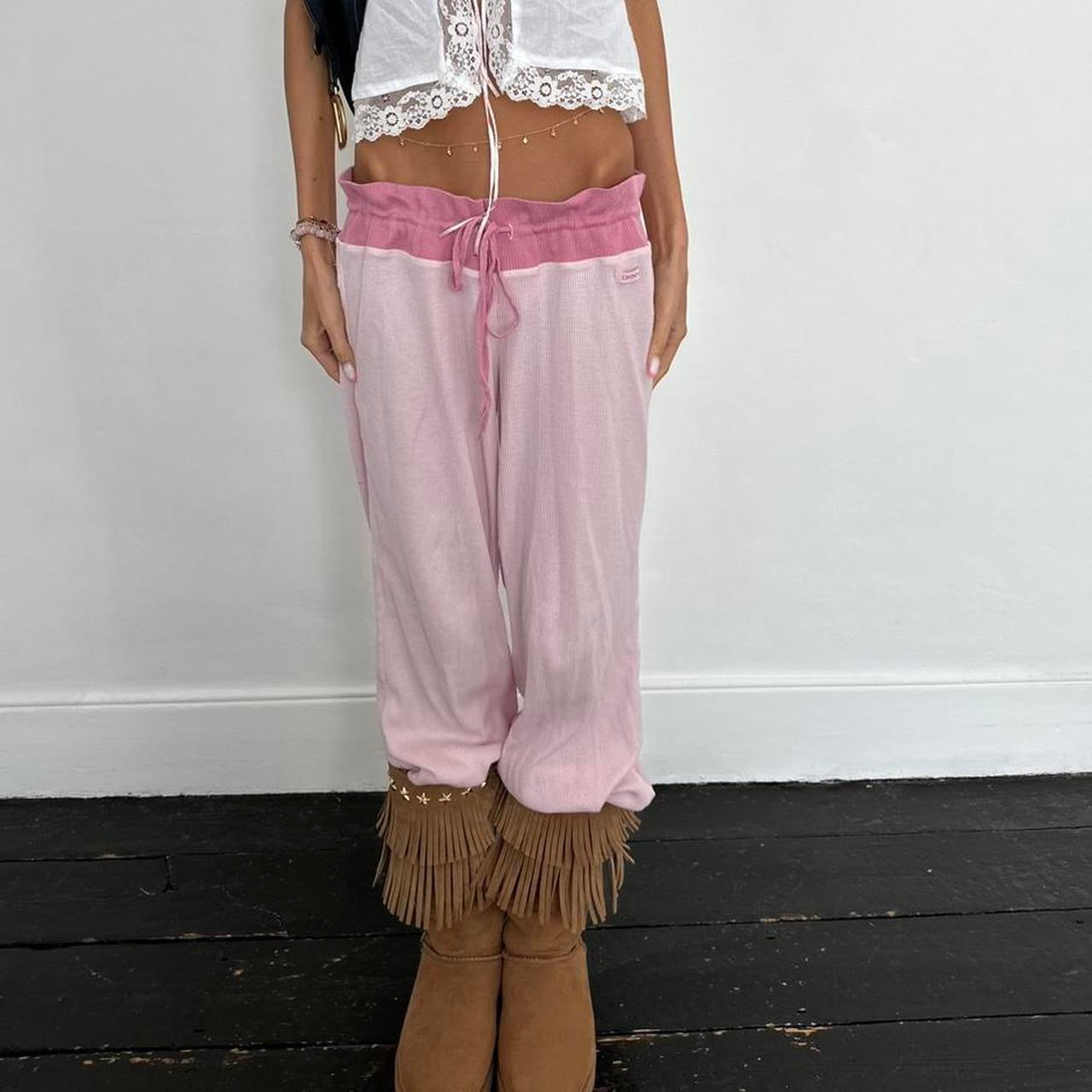 Vintage 90s DKNY pink waffle pants