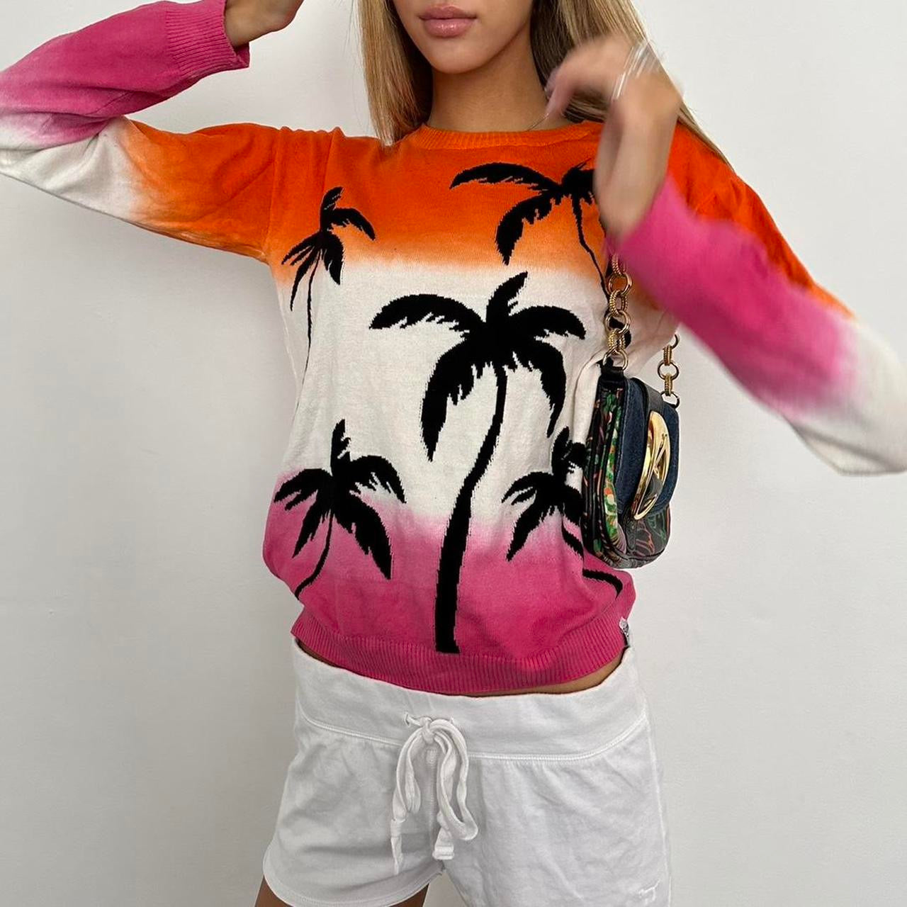 Vintage 90’s surf girl palm tree sweater