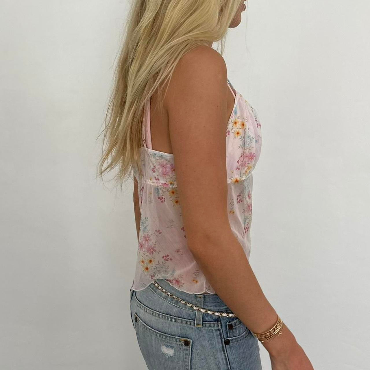 Vintage pink floral print top