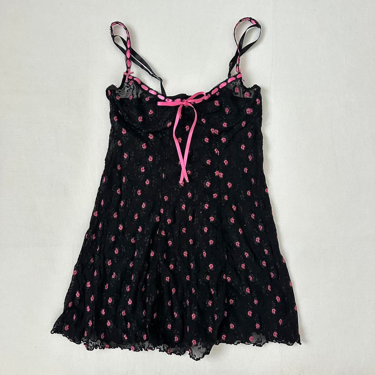 Vintage 90’s black and pink floral mini dress