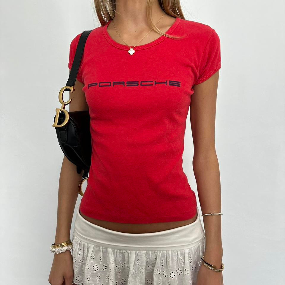 Vintage 90’s red Porsche baby tee