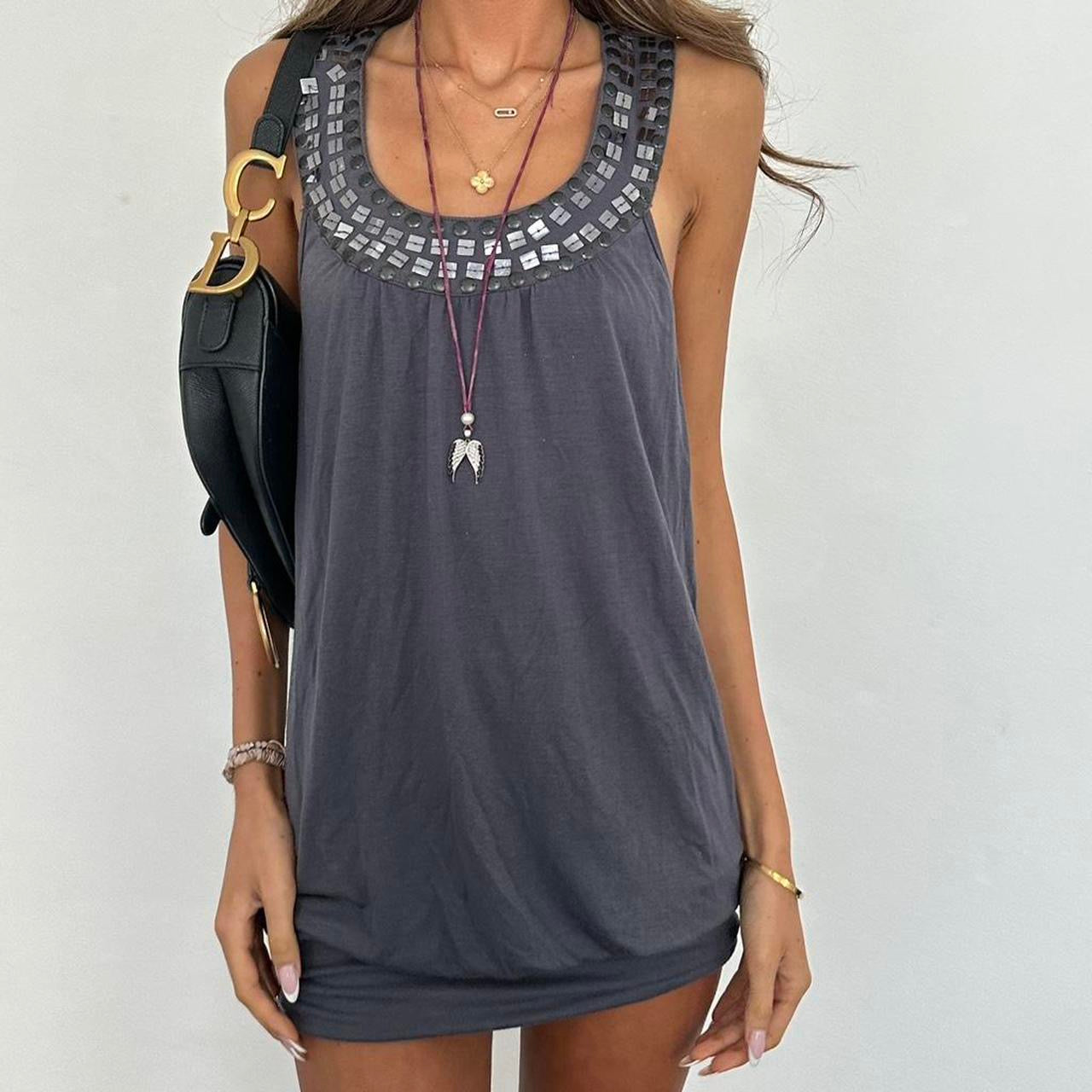 Vintage 00s grey studded dress