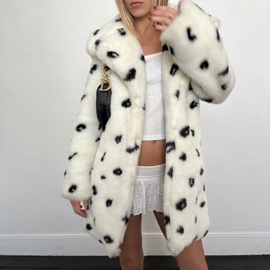 Vintage 2000’s black & white faux fur jacket