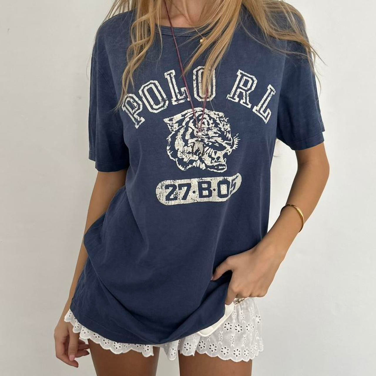 Vintage Ralph Lauren navy blue varsity tiger top