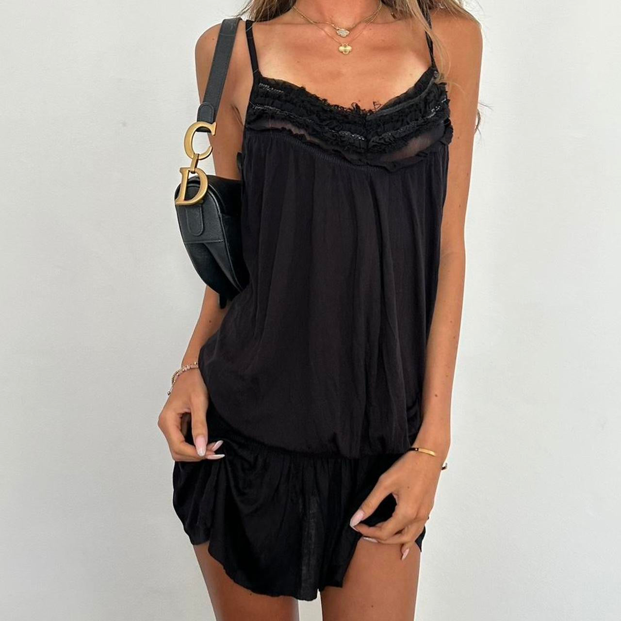 Vintage black lace mini dress