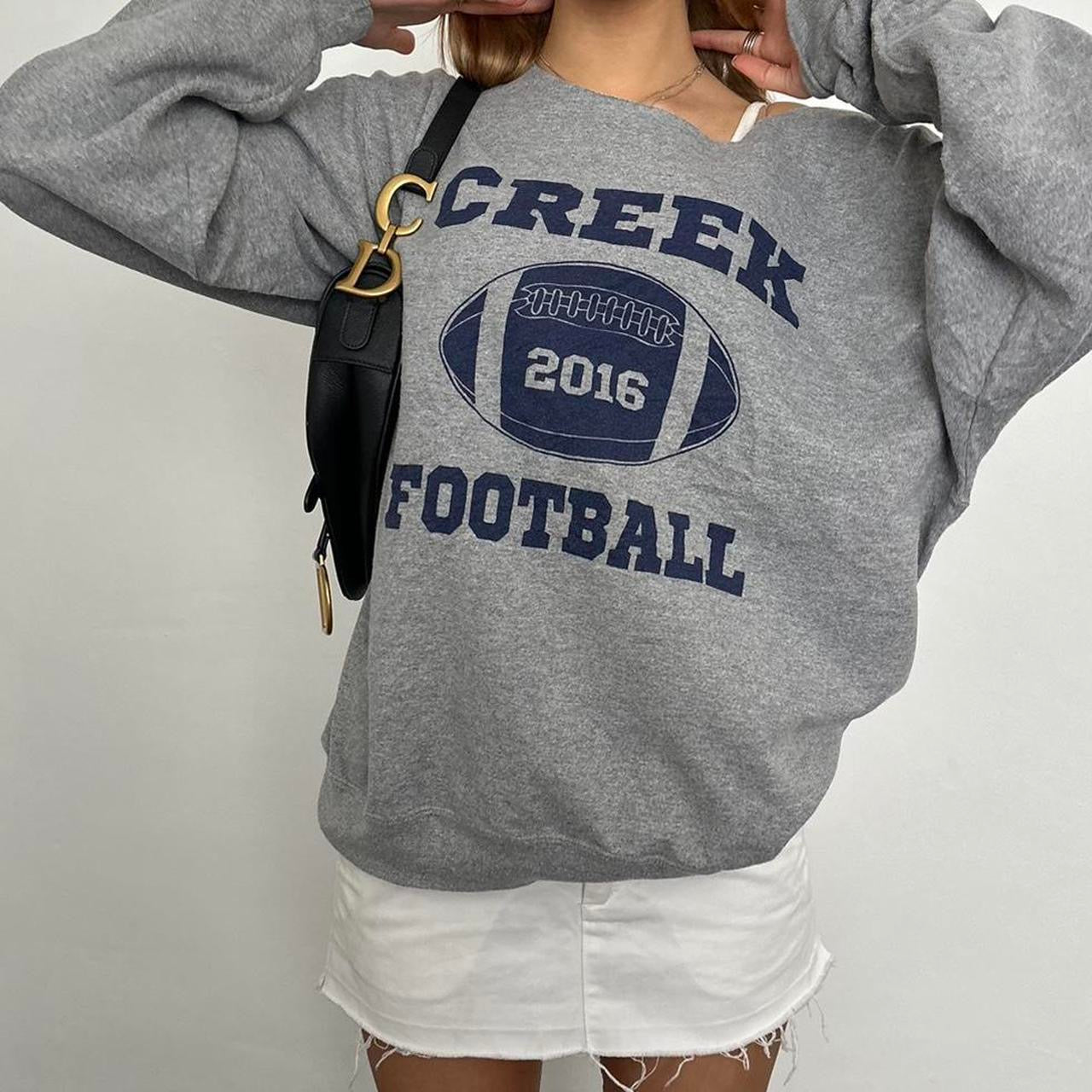 Vintage Football grey off shoulder sweater