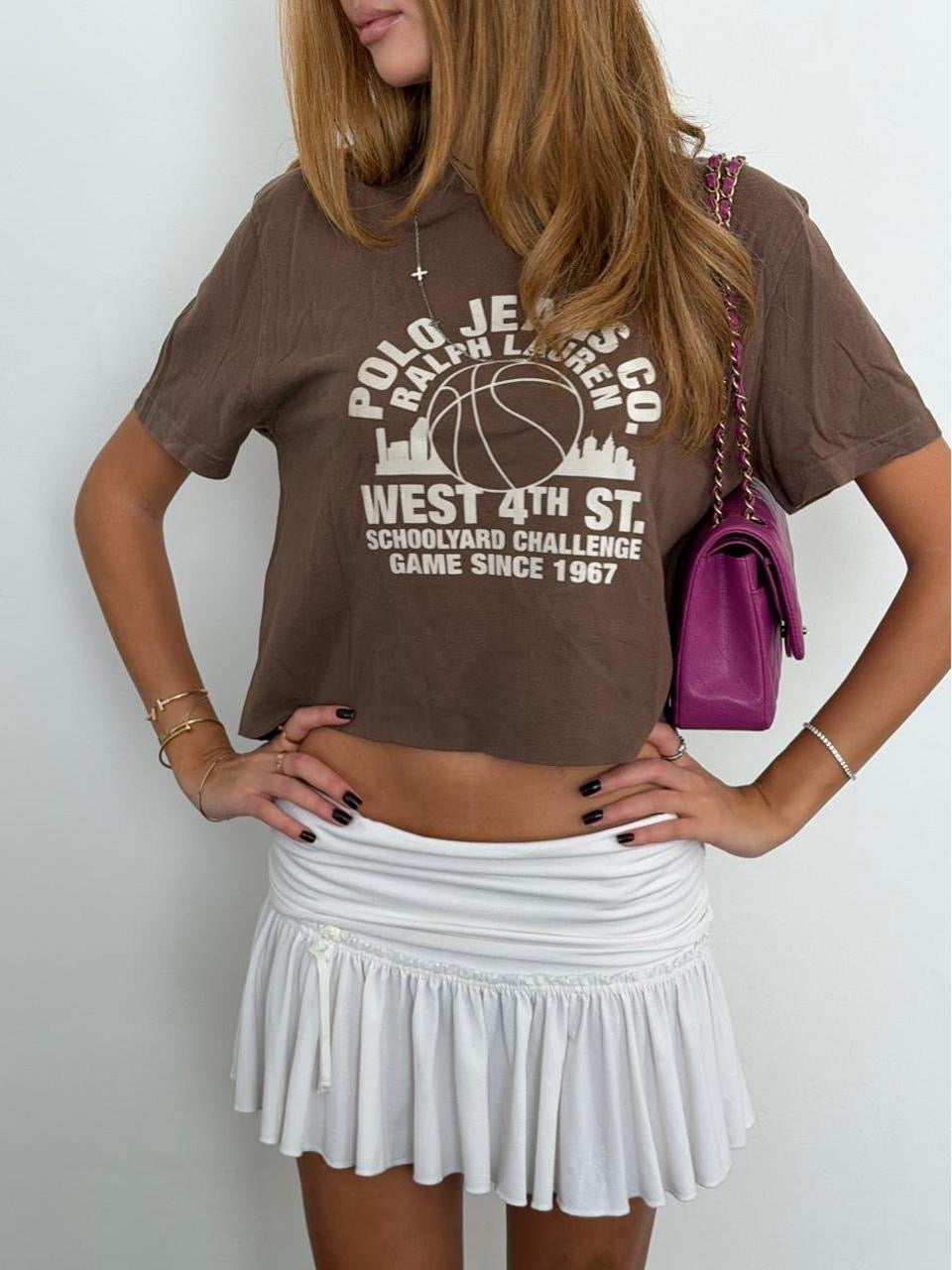Vintage 00’s Ralph Lauren brown relaxed baby tee