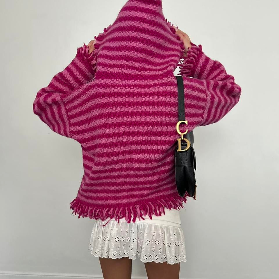 Vintage knitted pink zip up jacket