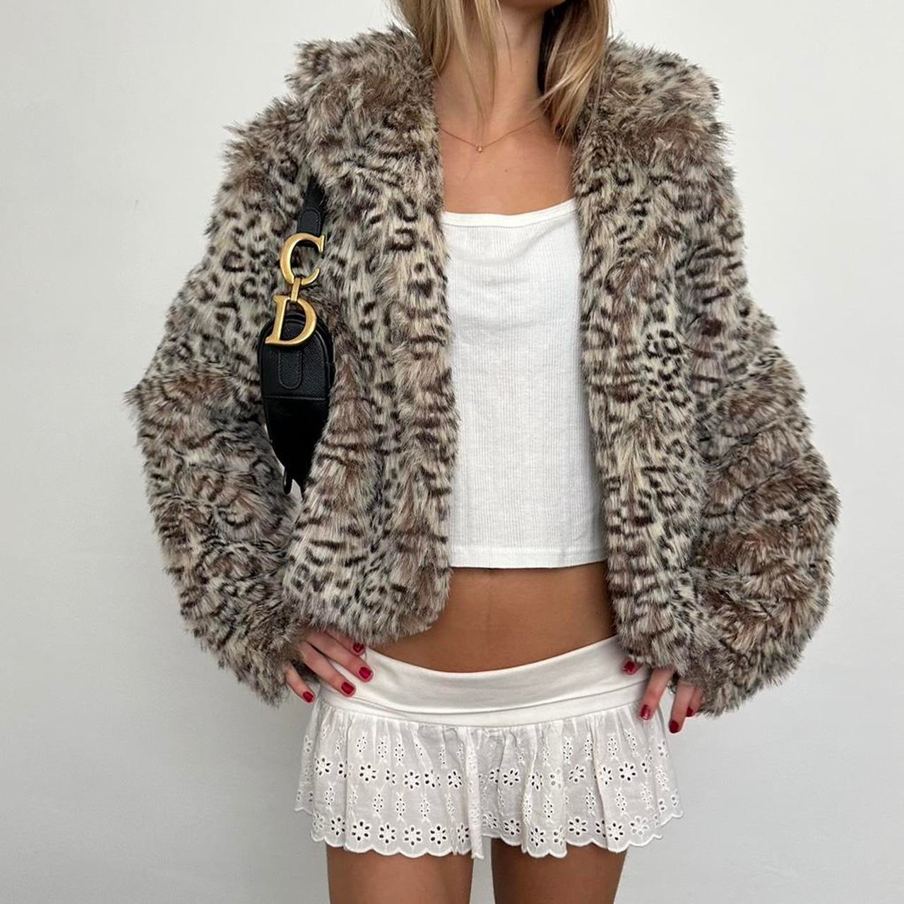 Vintage cheetah print faux fur jacket