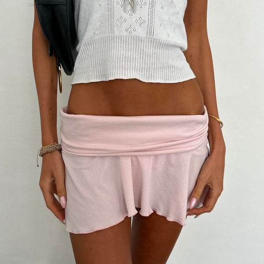 Vintage baby pink foldover mini skirt