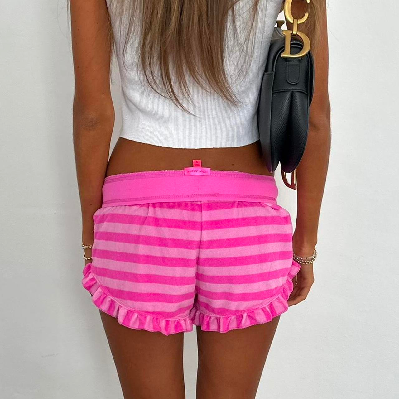 Vintage 2000’s Betsey Johnson pink striped mini shorts