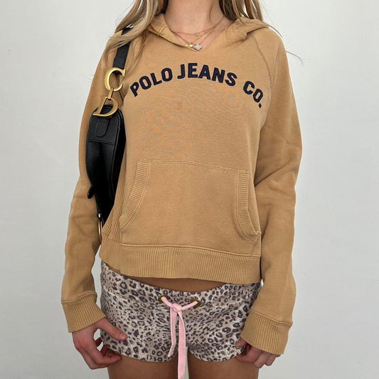 Vintage Polo Jeans by Ralph Lauren  graphic light brown/tan hoodie
