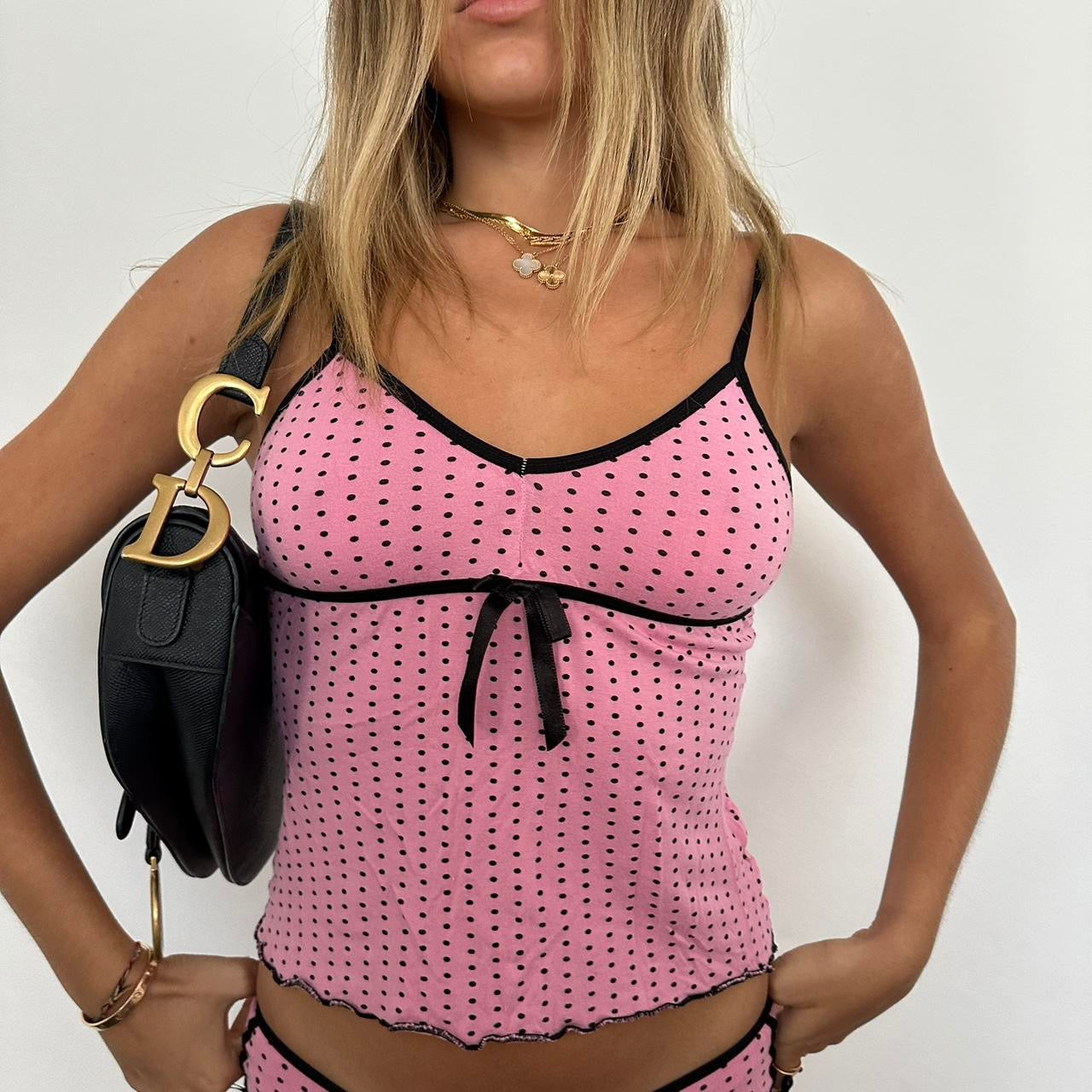 Vintage 90’s pink polka dot two piece set