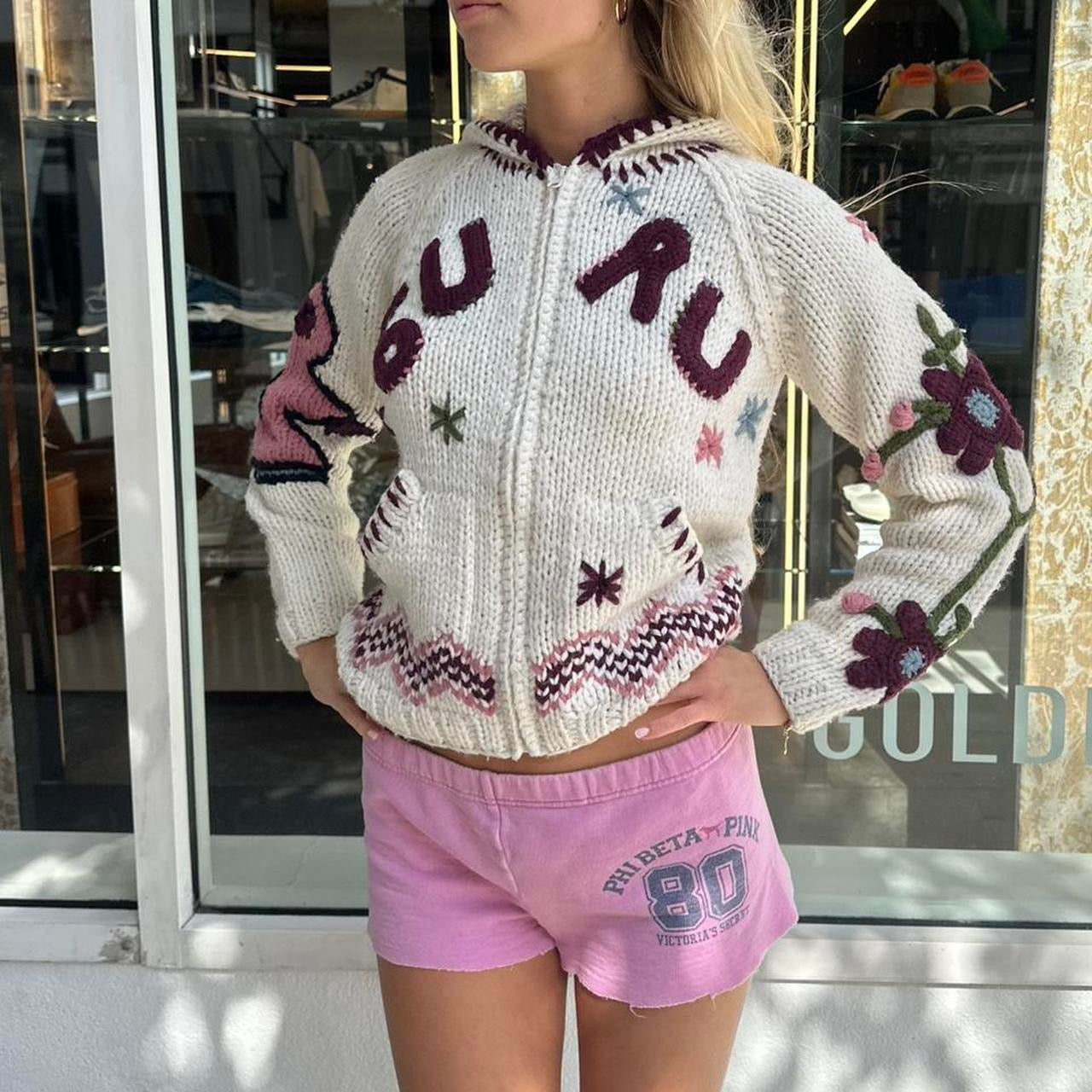 Vintage 2000’s floral knitted zip up hoodie