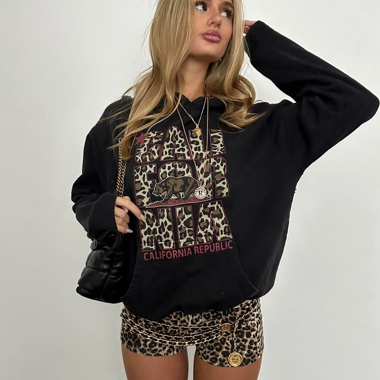 Vintage California leopard print hoodie