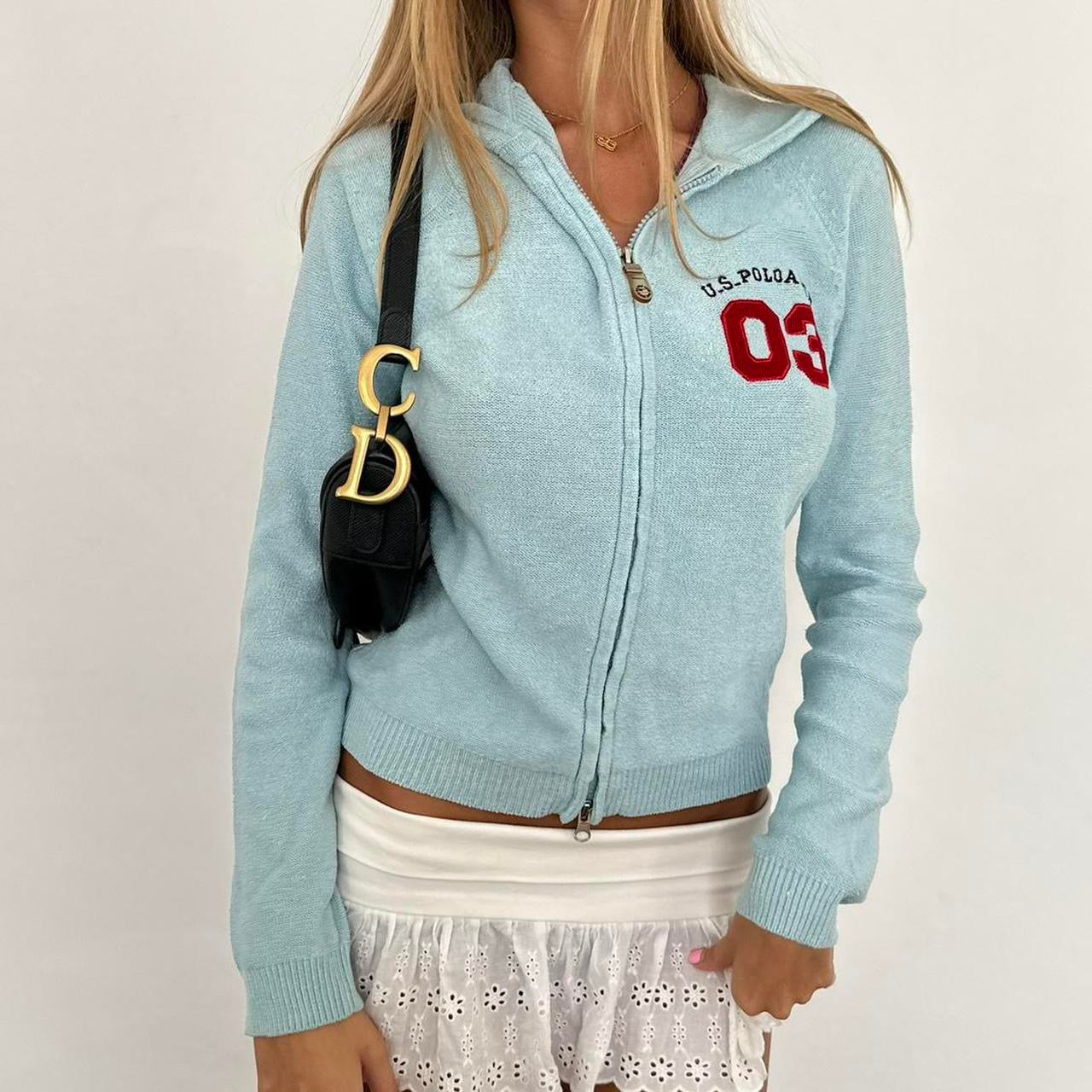 Vintage 2000’s blue cable knit US Polo hoodie sweater