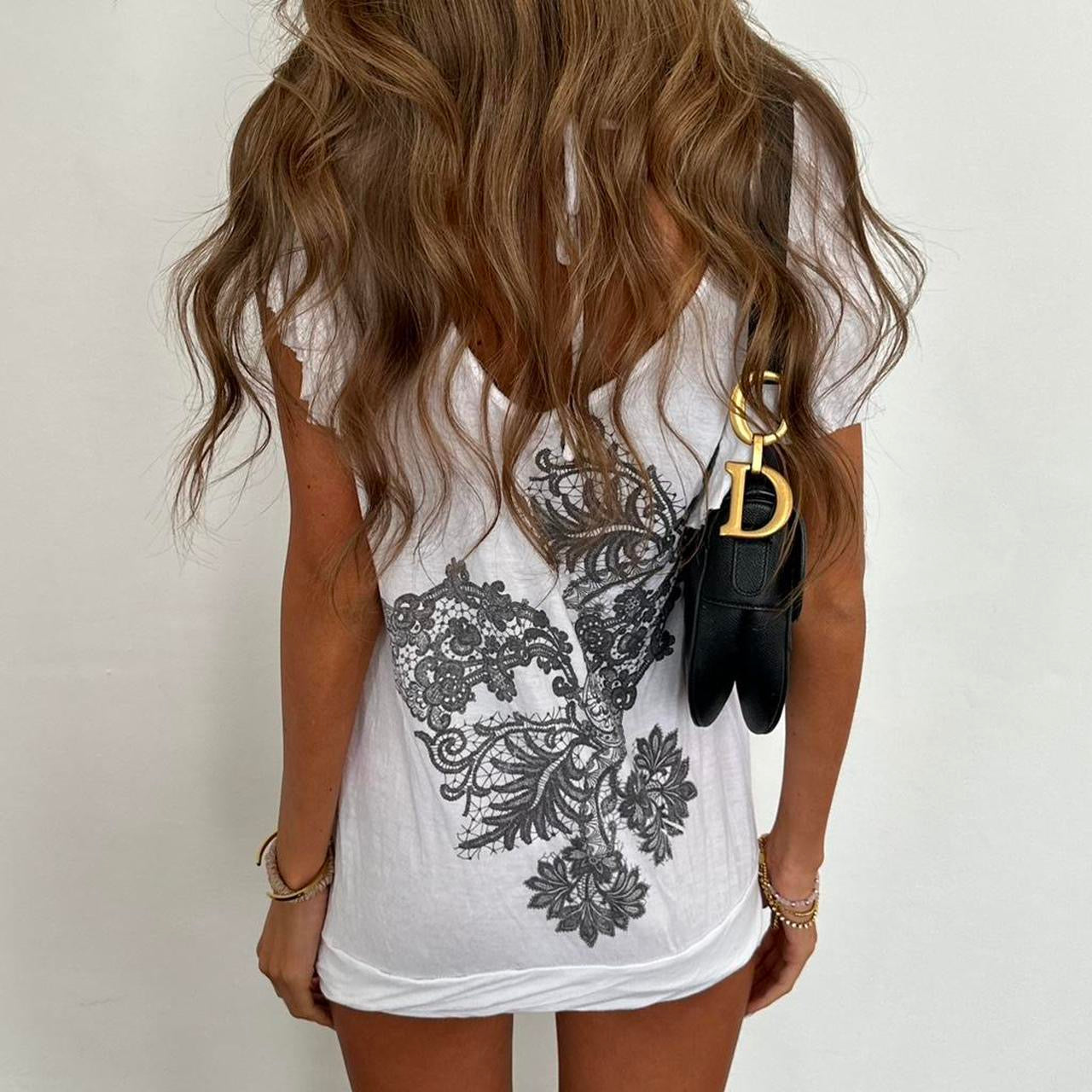 Vintage 2000s white graphic mini dress/top
