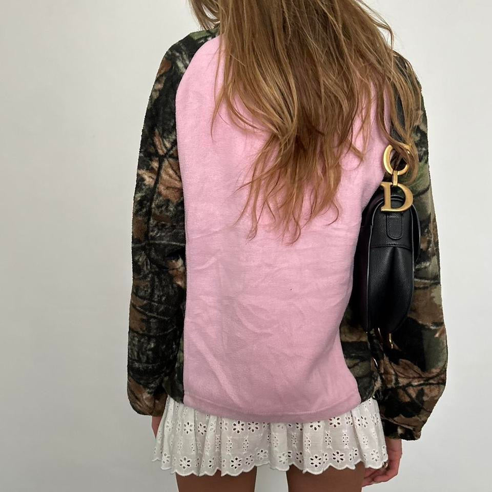 Vintage camouflage and pink fleece jacket