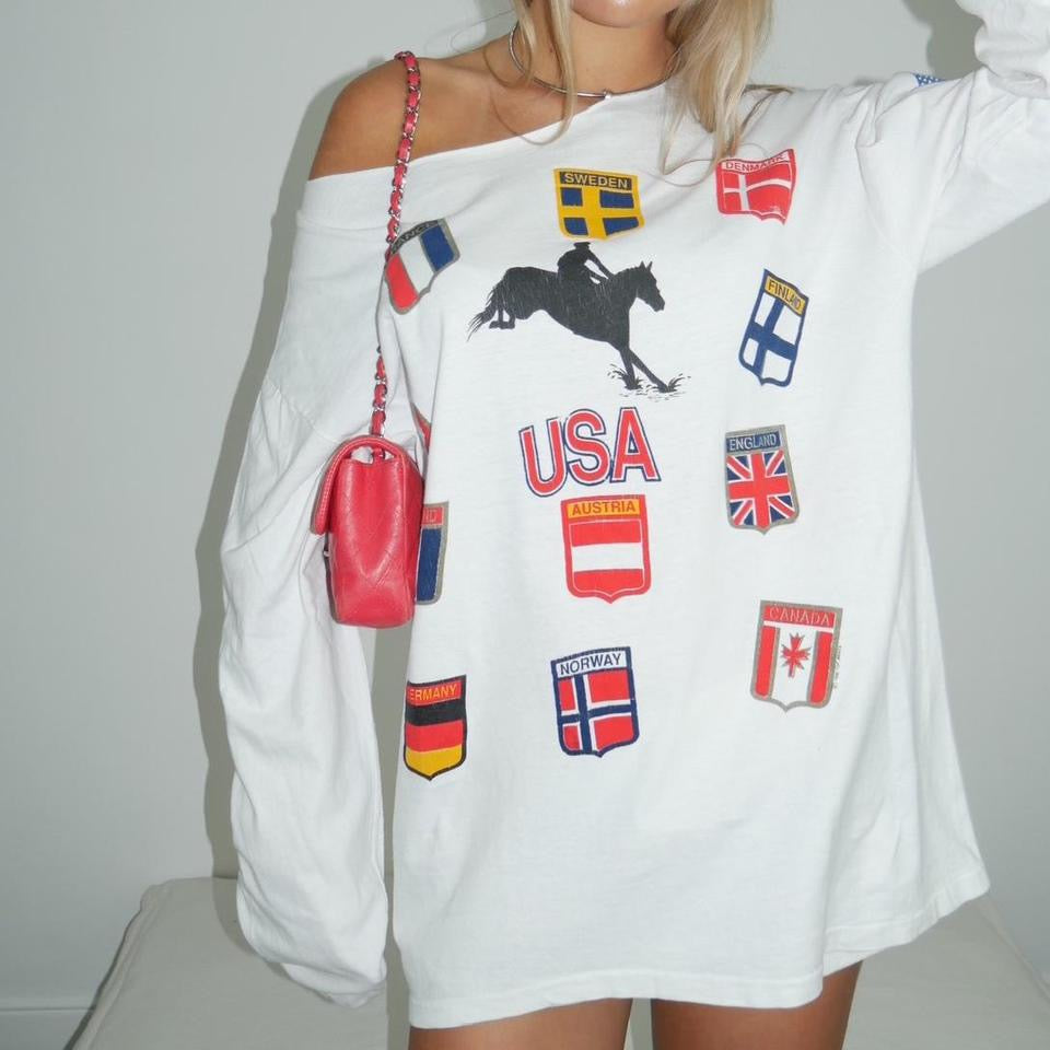 Vintage 90’s preppy flag long sleeves top