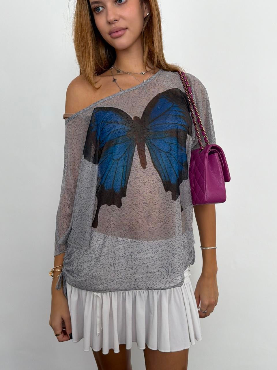 Vintage 00’s butterfly sheer top