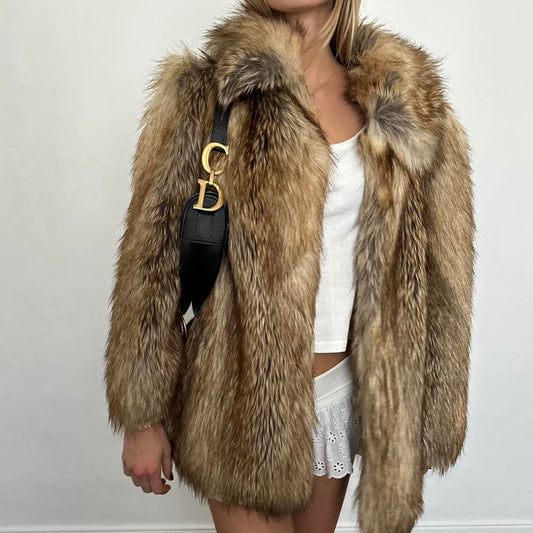 Vintage 2000’s light brown faux fur jacket