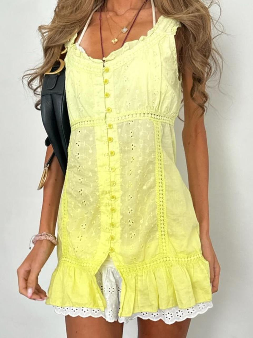 Vintage 00’s yellow broderie cami top