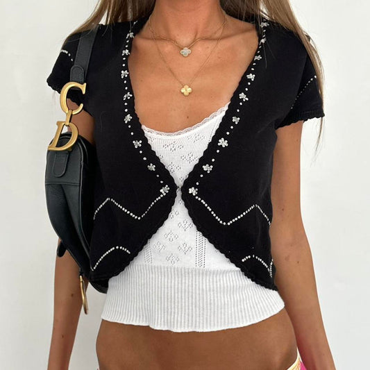 Vintage 2000s sequin black layering top