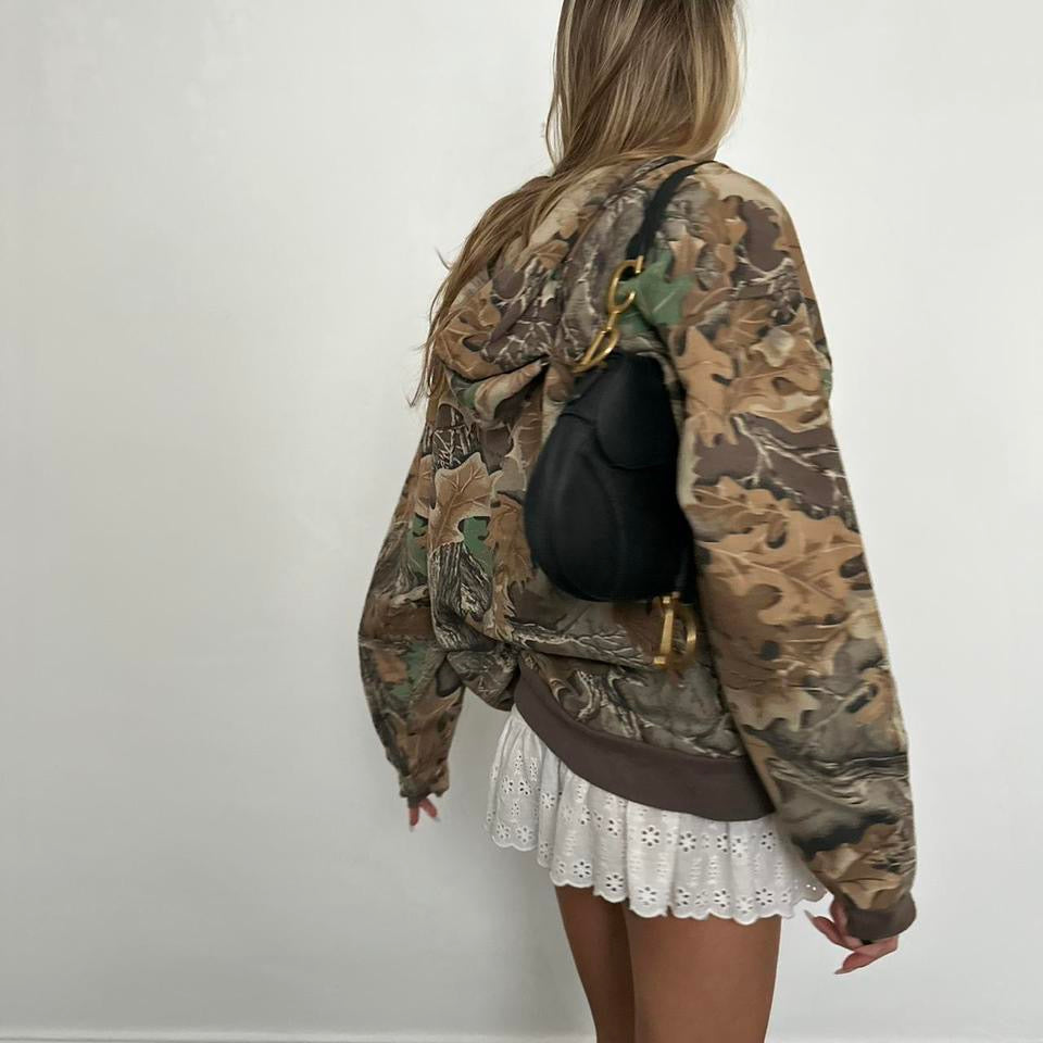 Vintage camo zip up hoodie