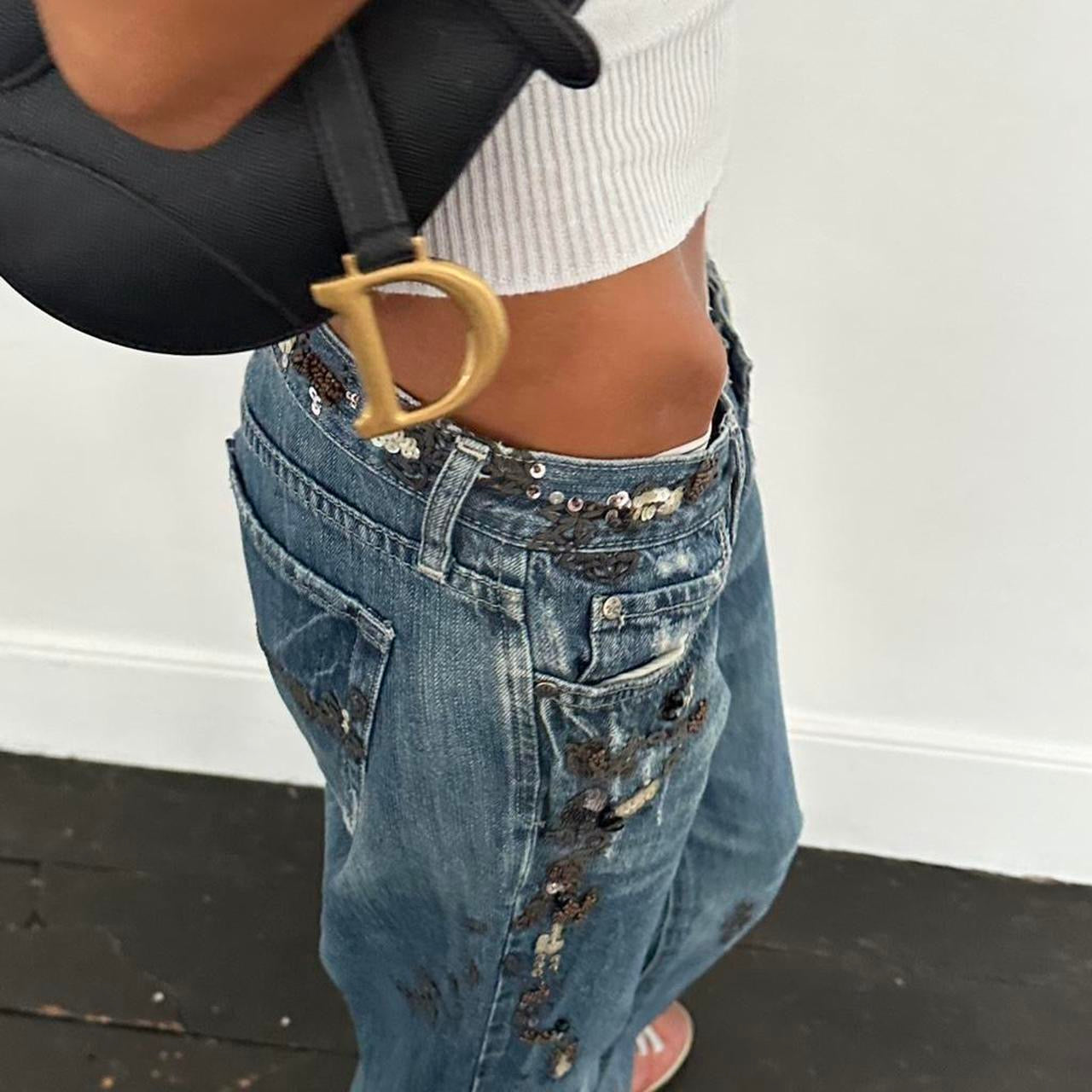 Vintage 2000’s Abercrombie and Fitch bootcut blue jeans