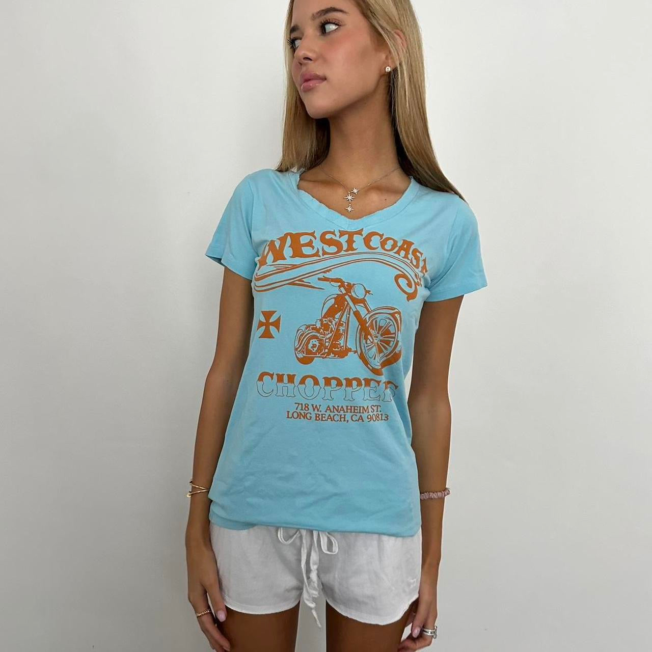 Vintage West Coast aqua blue top