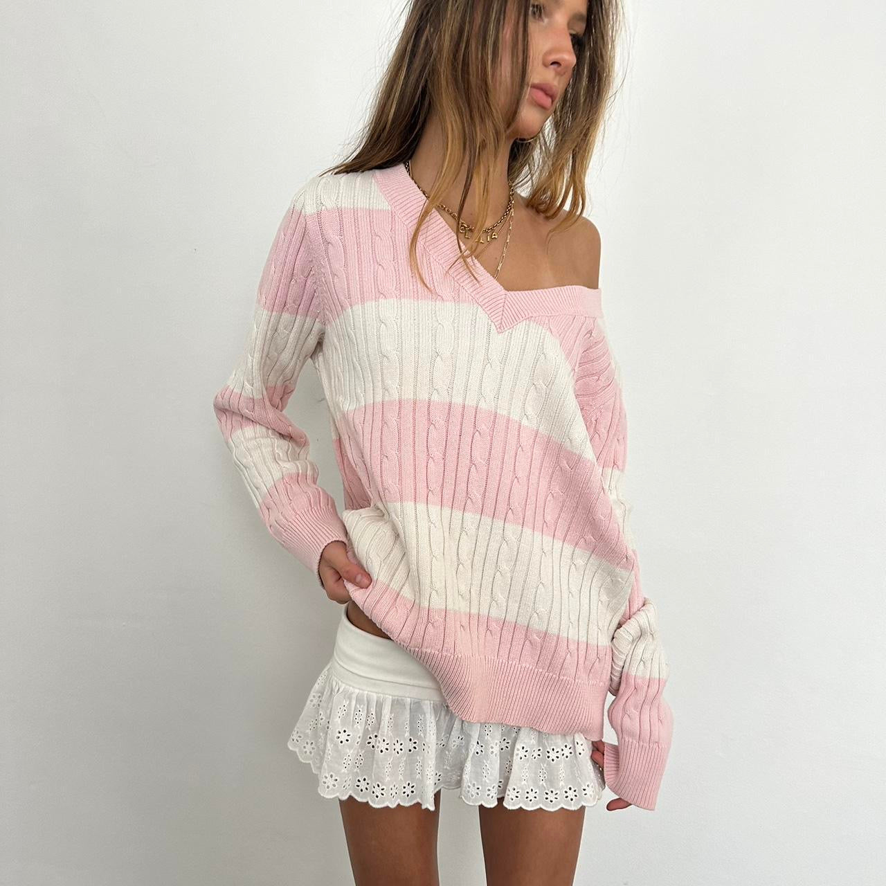 Vintage striped pink and white sweater