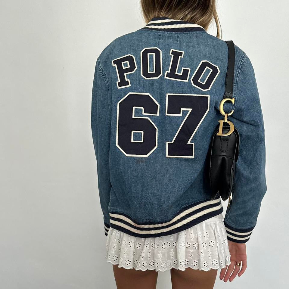 Vintage Ralph Lauren varsity denim graphic jacket