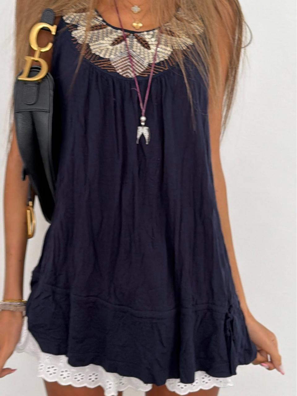 Vintage 00’s navy embellished top