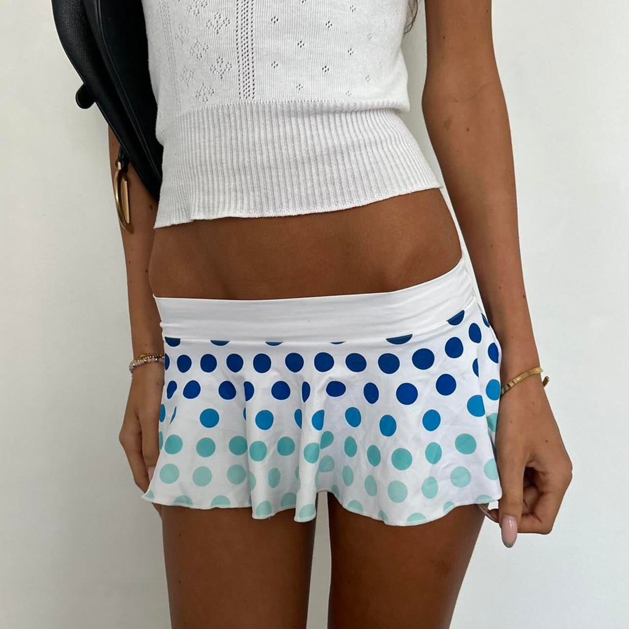 Vintage 90’s blue polka dot micro mini skirt