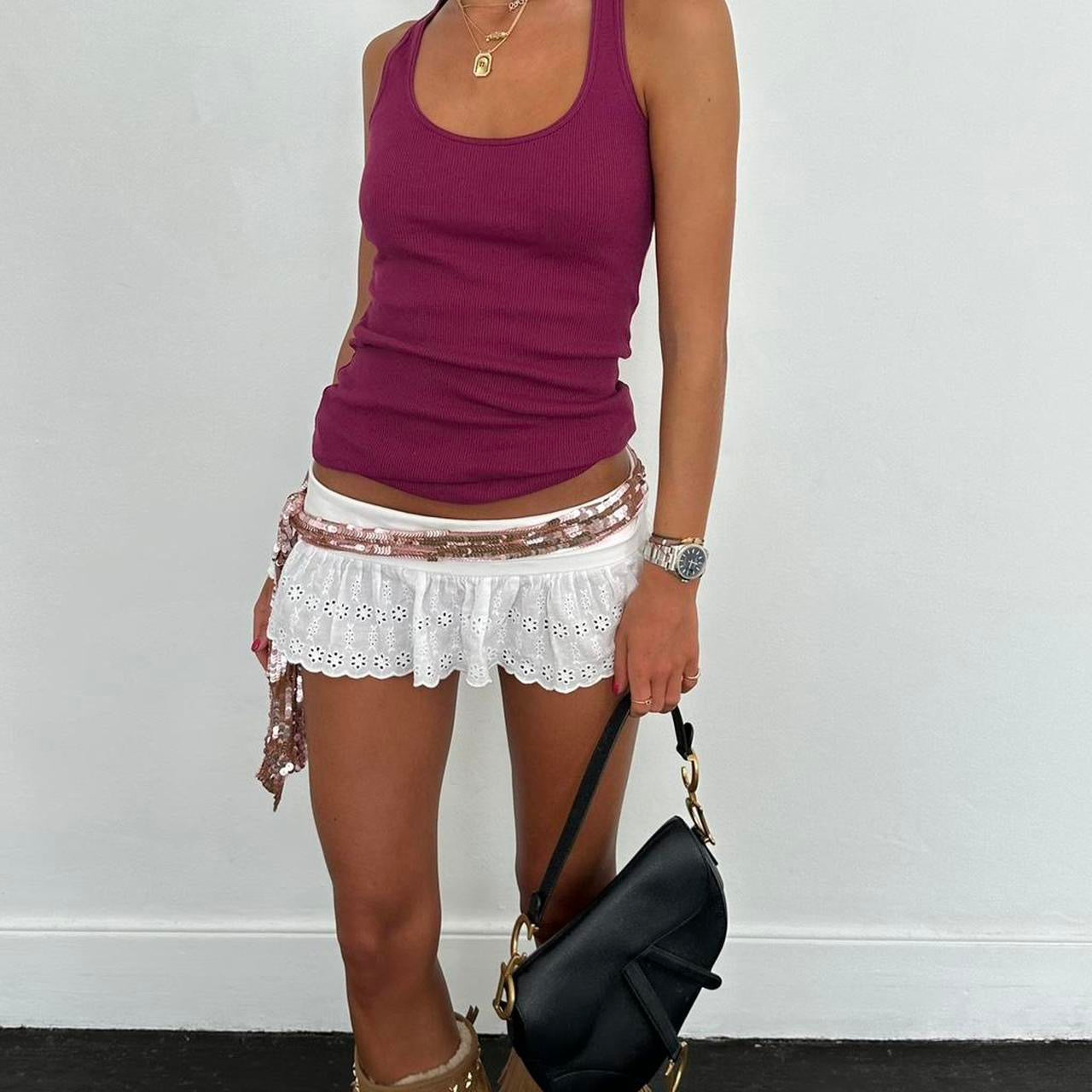 Vintage 00s plum ribbed tank top