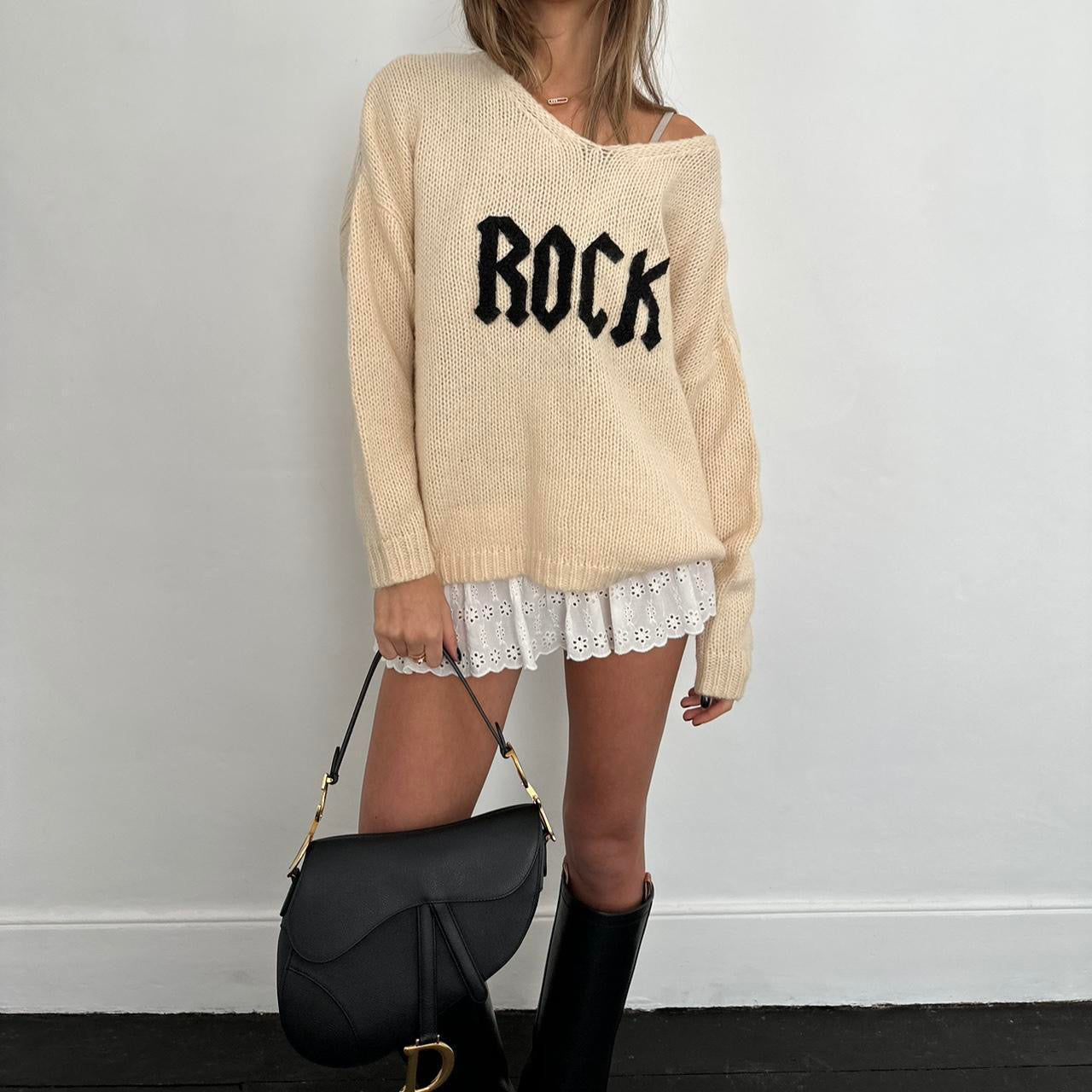 Vintage cream Rock sweater