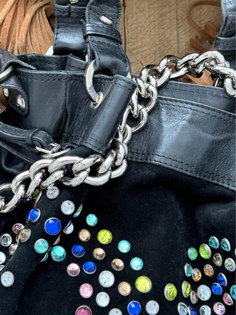 Vintage 00’s butterfly bejewel suede shoulder bag