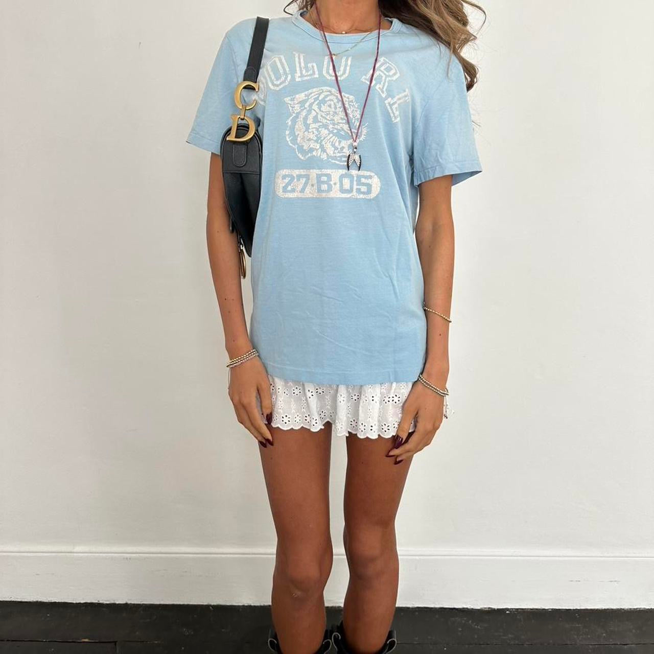 Vintage Ralph Lauren baby blue varsity top