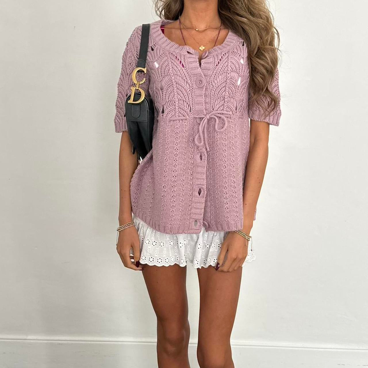 Vintage 2000s knitted tie up cardigan top